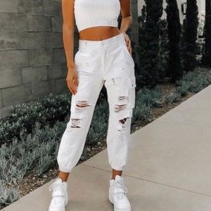 NWT LF white cargo pants